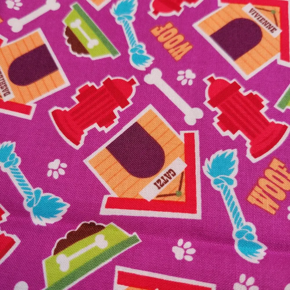 Dog Print Cotton Fabric 1yd x44